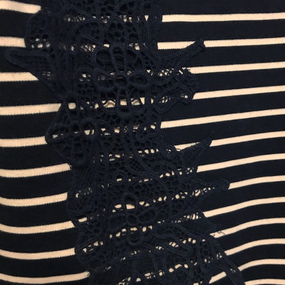 EUC FREE PEOPLE Striped Crochet Fit and Flare Dress L in Navy - Picture 4 of 6